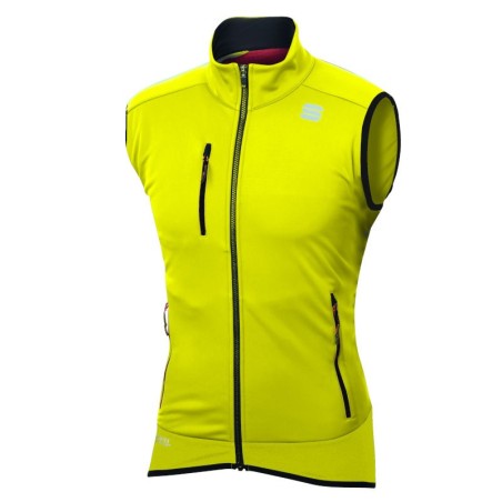 Тёплая разминочная безрукавка Sportful Apex WS Vest лимонно-жёлтая